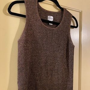 Chico’s size 2 shimmer golden on black tank blouse